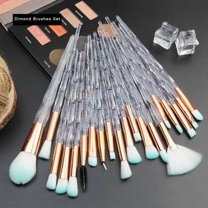 20 Pcs Cristal Eye Makeup Brushes Tool Set Eye Shadow Foundation Powder